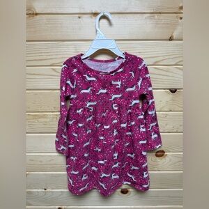 Wonder Nation Pink Unicorn Print Long Sleeve Dress Girls 4T